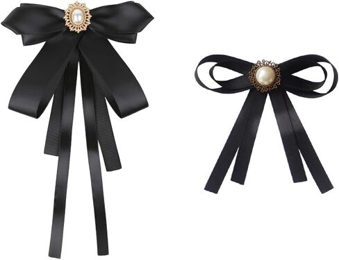 Black Bow Tie for Women Girl, Black Pre-tied Necktie Women Tie Wedding Party Ceremony Accessories in Kuwait