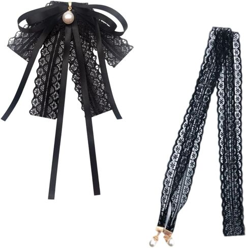 Black Bow Tie for Women Girl, Black Pre-tied Necktie Women Tie Wedding Party Ceremony Accessories in Kuwait