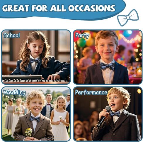 Pre-tied Bow Ties for Boys and Girls, Striped Kids Bow Tie Adjustable Polka Dot Bowtie for Wedding School Event in Saudi Arabia