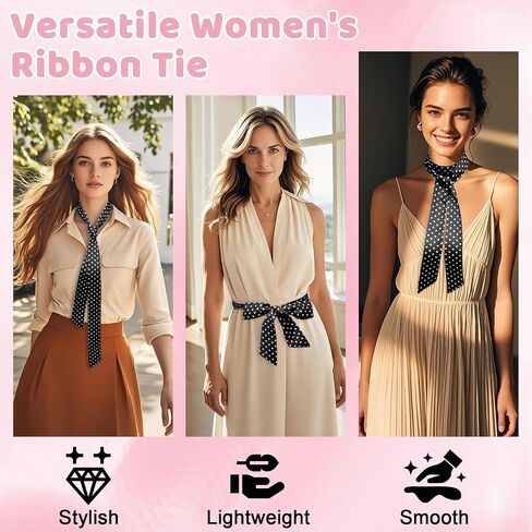 Polka Dot Scarf for Women Self-tied Ties for Women Lady Girl Ribbon Womens Bow Tie for School Casual Party Prom in Kuwait