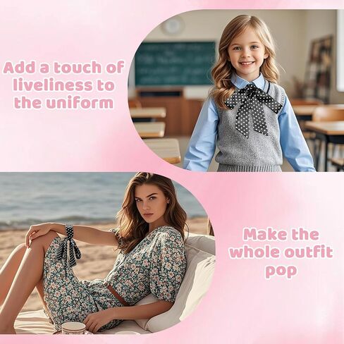 Polka Dot Scarf for Women Self-tied Ties for Women Lady Girl Ribbon Womens Bow Tie for School Casual Party Prom in Kuwait