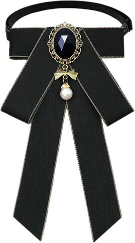Bow Ties for Women Men, Vintage Womens Tie Adjustable Pearl Bowtie Pre-tied Mens Necktie for School Prom Party in Kuwait
