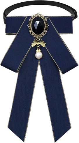 Bow Ties for Women Men, Vintage Womens Tie Adjustable Pearl Bowtie Pre-tied Mens Necktie for School Prom Party in Kuwait