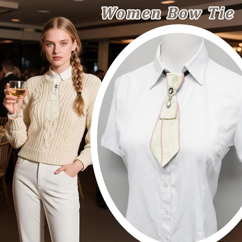 Rhinestone Ties for Women, Pre-tied Crystal Womens Tie Adjustable Girl's Bowtie for School Party Business Prom in Saudi Arabia