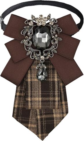 Fashion Satin Bow Tie for Women, Adjustable Pre-Tied Plaid Bow Tie Rhinestone Womens Bowties for Party Prom Date in Saudi Arabia