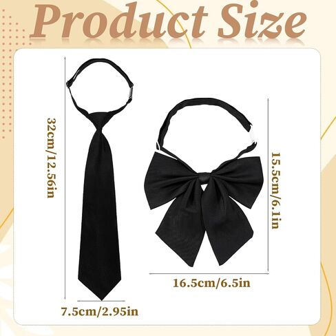 2 PCS Black Bow Tie for Women, Ribbon Adjustable Large Bowties Pre Tied Women's Bow Ties for Wedding Party Banquet Business Uniforms Schoo in Kuwait
