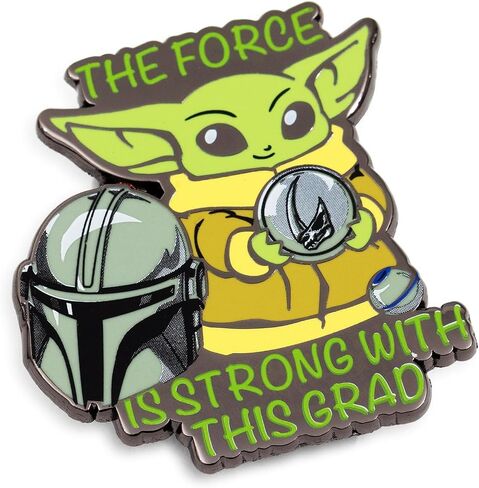 Star Wars: The Mandalorian Grogu "The Force Is Strong With This Grad" Enamel Pin | Badge Accessories For Lanyard, Backpack, Clothes in Kuwait