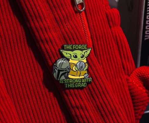 Star Wars: The Mandalorian Grogu "The Force Is Strong With This Grad" Enamel Pin | Badge Accessories For Lanyard, Backpack, Clothes in Kuwait