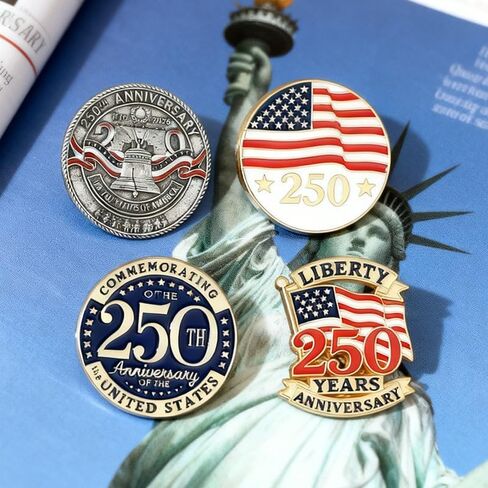 4Pack USA 250th Anniversary Pins, 250th Merchandise - Alloy Metal Enamel Patriotic Lapel Pin for July 4th, Independence Day, Semiquincentennial Commemorative Badges for Men Women, Hats, Bags, Gifts in Saudi Arabia