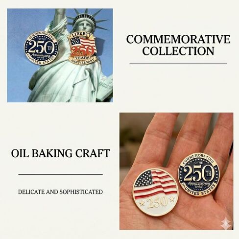 4Pack USA 250th Anniversary Pins, 250th Merchandise - Alloy Metal Enamel Patriotic Lapel Pin for July 4th, Independence Day, Semiquincentennial Commemorative Badges for Men Women, Hats, Bags, Gifts in Saudi Arabia