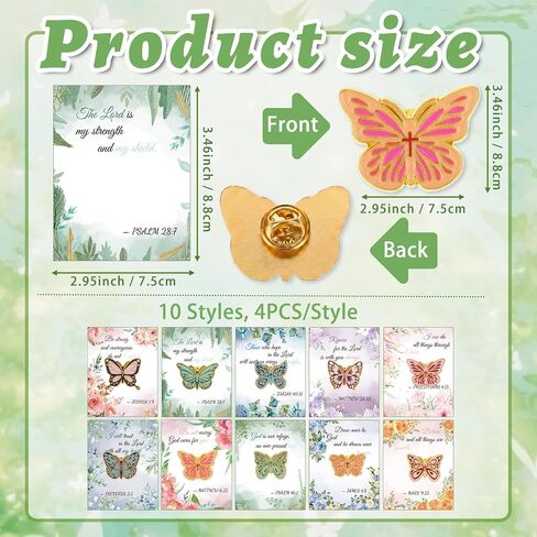 40 Sets Christian Pins, Christian Party Favors, 40 Gold Plated Butterfly Bible Verse Lapel Pin with 40 Scripture Quote Cards for Women Mothers Day Church Gifts Religious Party Favors in Saudi Arabia