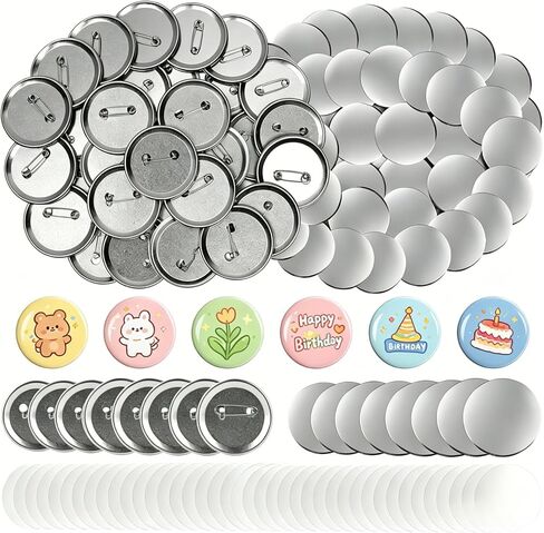 100 Pcs 58mm Metal Blank Button Parts with Clear Mylar Film - Fits Most 2.25 Inch Button Maker Machines, DIY Crafts for Gifts, Souvenirs & Event Favors in Kuwait