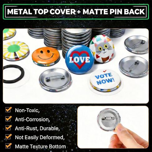 100 Pcs 58mm Metal Blank Button Parts with Clear Mylar Film - Fits Most 2.25 Inch Button Maker Machines, DIY Crafts for Gifts, Souvenirs & Event Favors in Kuwait