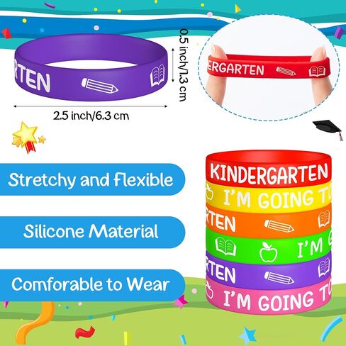Preschool Graduation Party Favors - 56Pcs I'm Going to Kindergarten Button Pins with Silicone Bracelet Class of 2025 Congrats Grad Rubber Wristband Badges Pins for Kids Ceremony Exchange Reward Gift in Kuwait