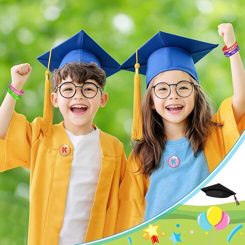 Preschool Graduation Party Favors - 56Pcs I'm Going to Kindergarten Button Pins with Silicone Bracelet Class of 2025 Congrats Grad Rubber Wristband Badges Pins for Kids Ceremony Exchange Reward Gift in Kuwait