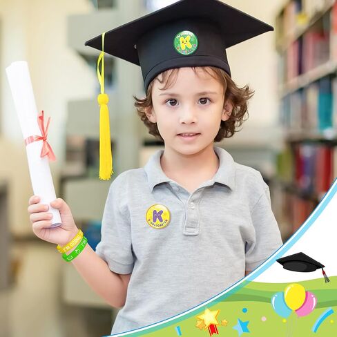 Preschool Graduation Party Favors - 56Pcs I'm Going to Kindergarten Button Pins with Silicone Bracelet Class of 2025 Congrats Grad Rubber Wristband Badges Pins for Kids Ceremony Exchange Reward Gift in Kuwait