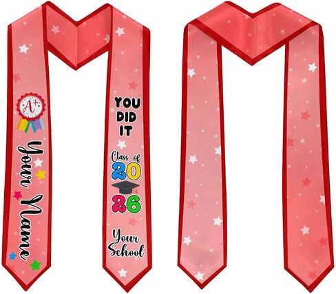 Custom Kindergarten Graduation Stole with Name Class of 2026 Kids Grad Sash Preschool Gift for Daughter Son in Kuwait
