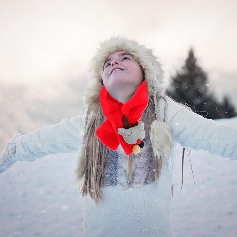 Winter Scarf with Elk Pattern for Christmas, Warm and Comfortable Polyester Neck Wrap, Lovely Red Scarf for Boys, Soft Touch Feeling for Occasions Random Color in Saudi Arabia