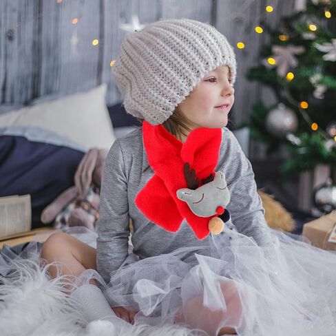 Winter Scarf with Elk Pattern for Christmas, Warm and Comfortable Polyester Neck Wrap, Lovely Red Scarf for Boys, Soft Touch Feeling for Occasions Random Color in Saudi Arabia