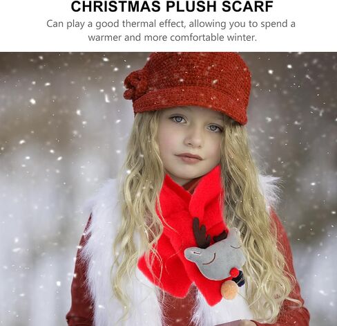 Winter Scarf with Elk Pattern for Christmas, Warm and Comfortable Polyester Neck Wrap, Lovely Red Scarf for Boys, Soft Touch Feeling for Occasions Random Color in Saudi Arabia