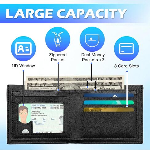 Boys Wallet for Teens, Cool Kids Wallet for Boys Ages 4-5-6-7-8-9-10-11-12-13-14-15-16, Leather Game Wallet with Coin Pocket ID Window for Teen Youth Guys Christmas Brithday Gifts in Saudi Arabia