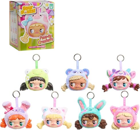 HAPPY HAUL Sour Pouts Paw-ty Crashers Vinyl Plush Clip-Ons, Vinyl-Faced Plush Clip-On Blind Box Collectible Toy, Short-Run Drop, 3-Inch Stuffed Toy, Ages 8 and up in Saudi Arabia