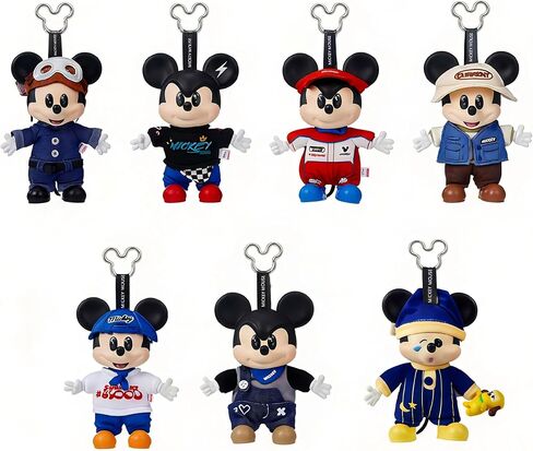 MINISO Disney Mickey OOTD Series Vinyl & Plush Blind Box، شخصيات مجسمة ألعاب قابلة للتجميع، سلسلة مفاتيح ديزني ميكي قطيفة لمقتنيات هدايا مفاجآت عيد الميلاد (واحدة عشوائية) in Kuwait