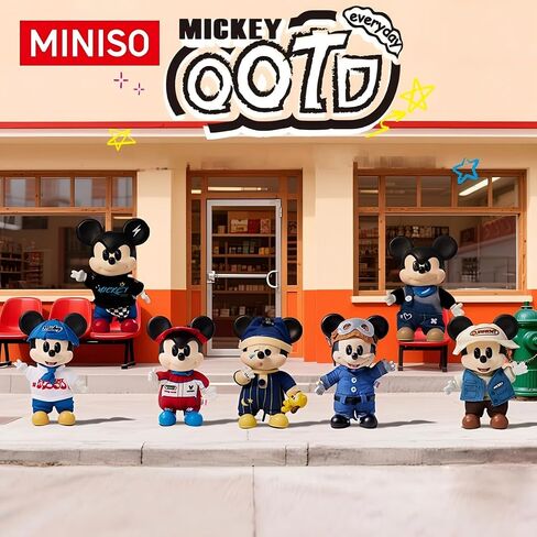 MINISO Disney Mickey OOTD Series Vinyl & Plush Blind Box، شخصيات مجسمة ألعاب قابلة للتجميع، سلسلة مفاتيح ديزني ميكي قطيفة لمقتنيات هدايا مفاجآت عيد الميلاد (واحدة عشوائية) in Kuwait