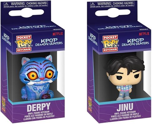 POP Keychain: Kpop Demon Hunters - Derpy and Jinu, 2-Pack - Novelty Keyrings - Collectable Mini Figure - Stocking Filler - Gift Idea - Official Merchandise - Movies Fans - Backpack Décor in Kuwait