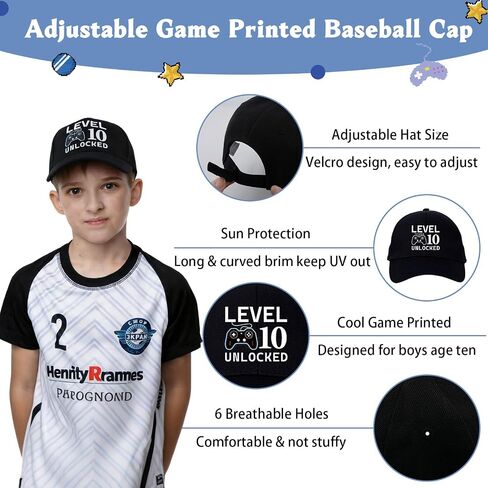 10 Year Old Boy Gifts, Gifts for 10 Year Old Boys, Cool 10th Birthday Gift Ideas for Boys, Game Theme LEVEL 10 UNLOCKED Water Bottle Baseball Cap Socks Bag Keychain Wristbands for Son Nephew Grandson in Saudi Arabia