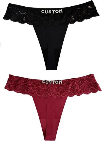 Women's Personalized Thongs with Funny Rhinestone Letters, Custom Name Underwear Panties for Couples in Saudi Arabia