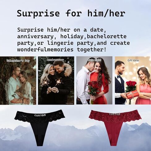 Women's Personalized Thongs with Funny Rhinestone Letters, Custom Name Underwear Panties for Couples in Saudi Arabia