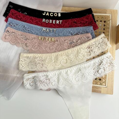Women's Personalized Thongs with Funny Rhinestone Letters, Custom Name Underwear Panties for Couples in Saudi Arabia