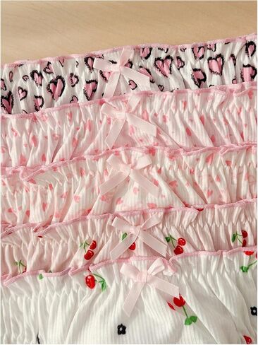 SHENHE Women's 5 Pack Thongs Cute Panties Frilly Lettuce Trim Tangas Kawaiia Underwear in Kuwait