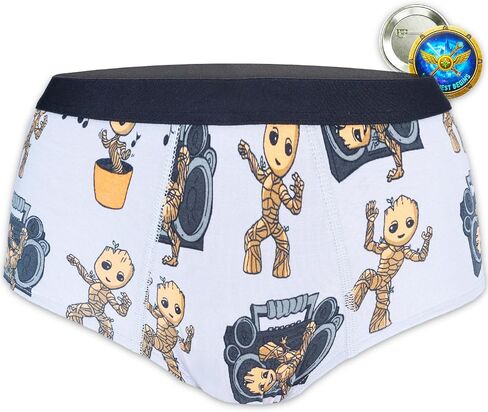 مجموعة الملابس الداخلية Marvel Guardians of the Galaxy MeUndies Groot للنساء مع سراويل داخلية قصيرة كبيرة عالية الخصر للمراهقين، للنساء بالإضافة إلى أزرار متعددة الألوان in Kuwait