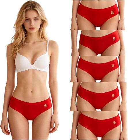 Cute Cotton Womens Underwear for Women 5 Packs Panties Kawaii Lucky Solid Color in Saudi Arabia