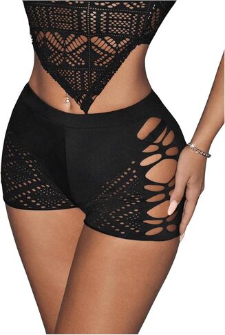 OYOANGLE Women's Hollow Out Low Waisted Boyshort Panties Party Rave Shorts Y2K Going Out Mini Shorts in Kuwait