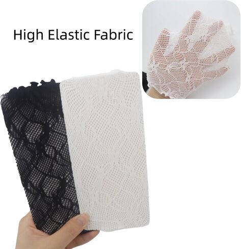 2Pcs Gothic Black White Lace Fingerless Arm Sleeves, Lolita Bow Mesh Gloves for Women, Y2k Arm Warmers for Wedding Prom Cosplay Daily Wear in Saudi Arabia