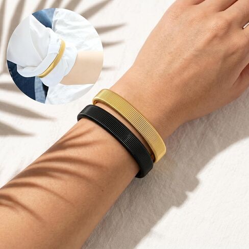 6 Pcs Sleeve Garters for Women Men, Elastic Anti-Slip Shirt Sleeve Holders, Stretchy Metal Arm band for Cuff Keeping in Kuwait