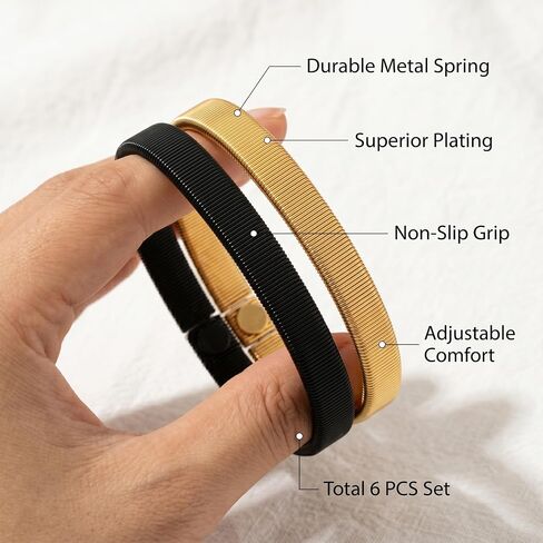 6 Pcs Sleeve Garters for Women Men, Elastic Anti-Slip Shirt Sleeve Holders, Stretchy Metal Arm band for Cuff Keeping in Kuwait