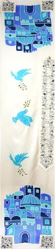 Jerusalem Blue Handpainted Silk Tallit Prayer Shawl in Kuwait