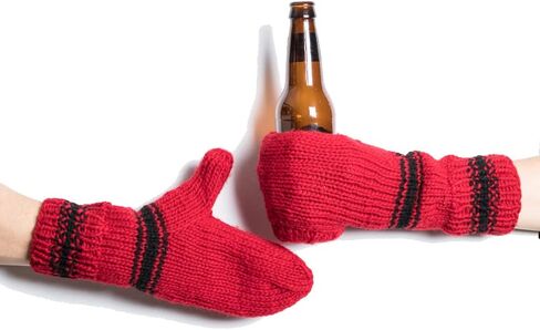 Red Black Striped Beer Mitten Set Wool Tailgating Mitten Pair Glove in Kuwait