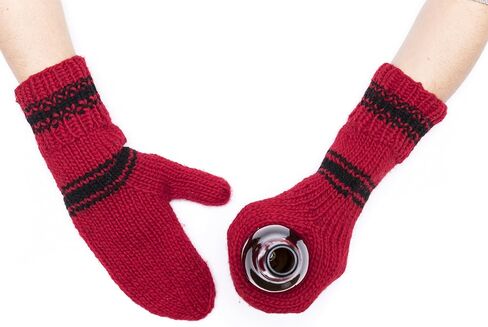 Red Black Striped Beer Mitten Set Wool Tailgating Mitten Pair Glove in Kuwait