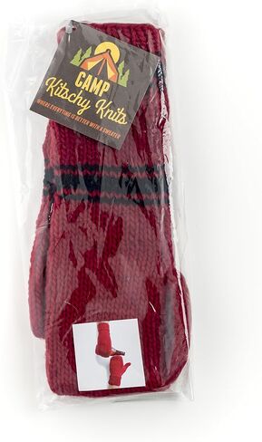 Red Black Striped Beer Mitten Set Wool Tailgating Mitten Pair Glove in Kuwait