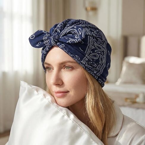 4 Pieces Satin Lined Beanies for Women Chemo Headwear Silky Lined Cotton Sleeping Cap Multi in Saudi Arabia