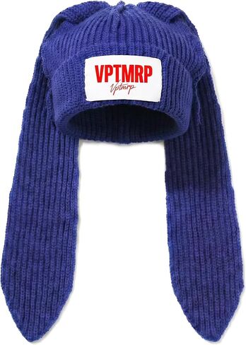 VPTMRP قبعة طويلة الأذن الأرنب مع طبقات مفككة Y2K لطيف متماسكة قبعة مترهل قبعة الجمجمة الدافئة للنساء الرجال in Kuwait