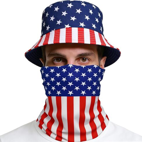 World Cup American Flag Bucket Hat 4th of July Bucket Hat with American Face Mask Gifts Men Women World Cup Merchandise in Saudi Arabia