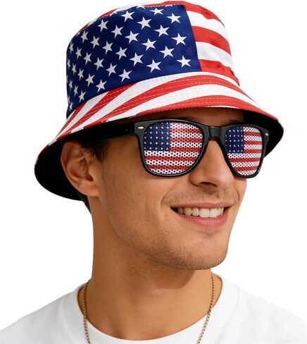 National Flag Printed Bucket Hat with Matching Flag Sunglasses, Soccer Fan Outdoor Sun Hat Set for Adults in Saudi Arabia