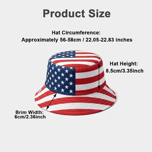 Mealah 4th-of-July Adult Bucket-Hat - White-Blue-Red-American-Flag-Hat for World Cup Independence Day in Kuwait