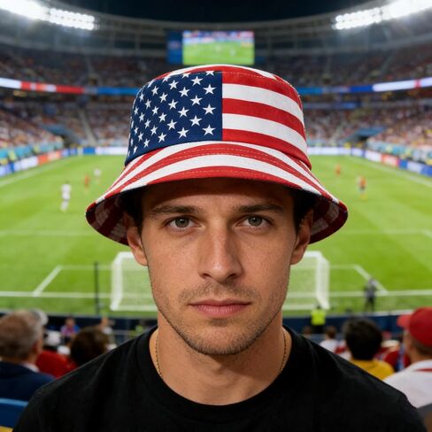 Mealah 4th-of-July Adult Bucket-Hat - White-Blue-Red-American-Flag-Hat for World Cup Independence Day in Kuwait